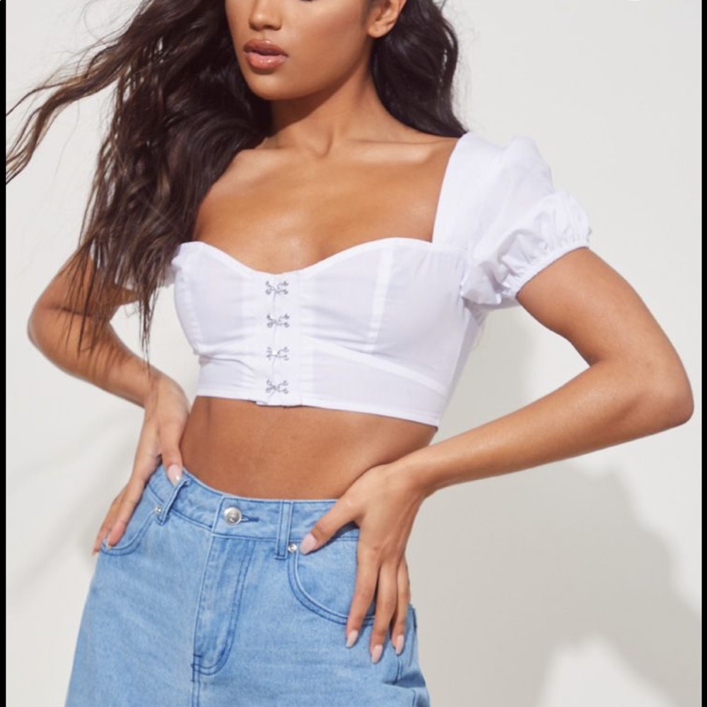 PLT white puff crop top- Size 4